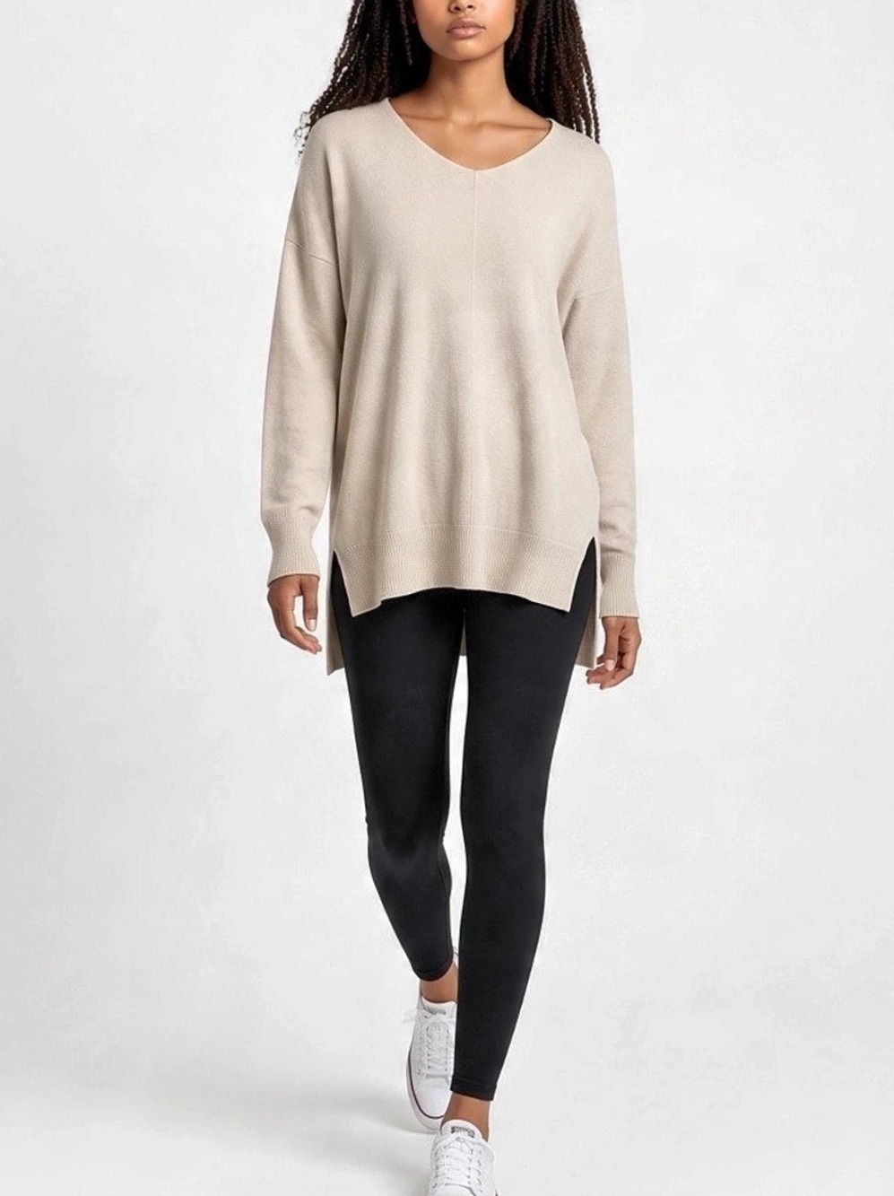 Dreamers Knit Women's Size M\L Sweater Relaxed Slouchy Raw Hem Minimalist Long